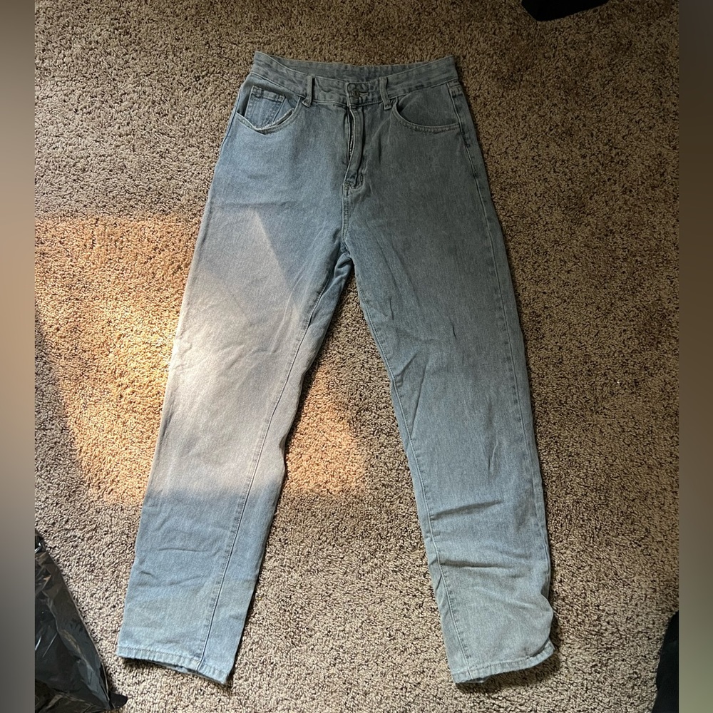 shein straight leg blue jeans